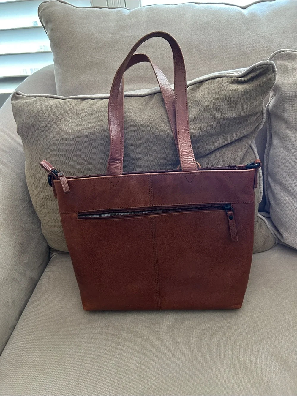Women/Men's Leather Tote Bag in Brown